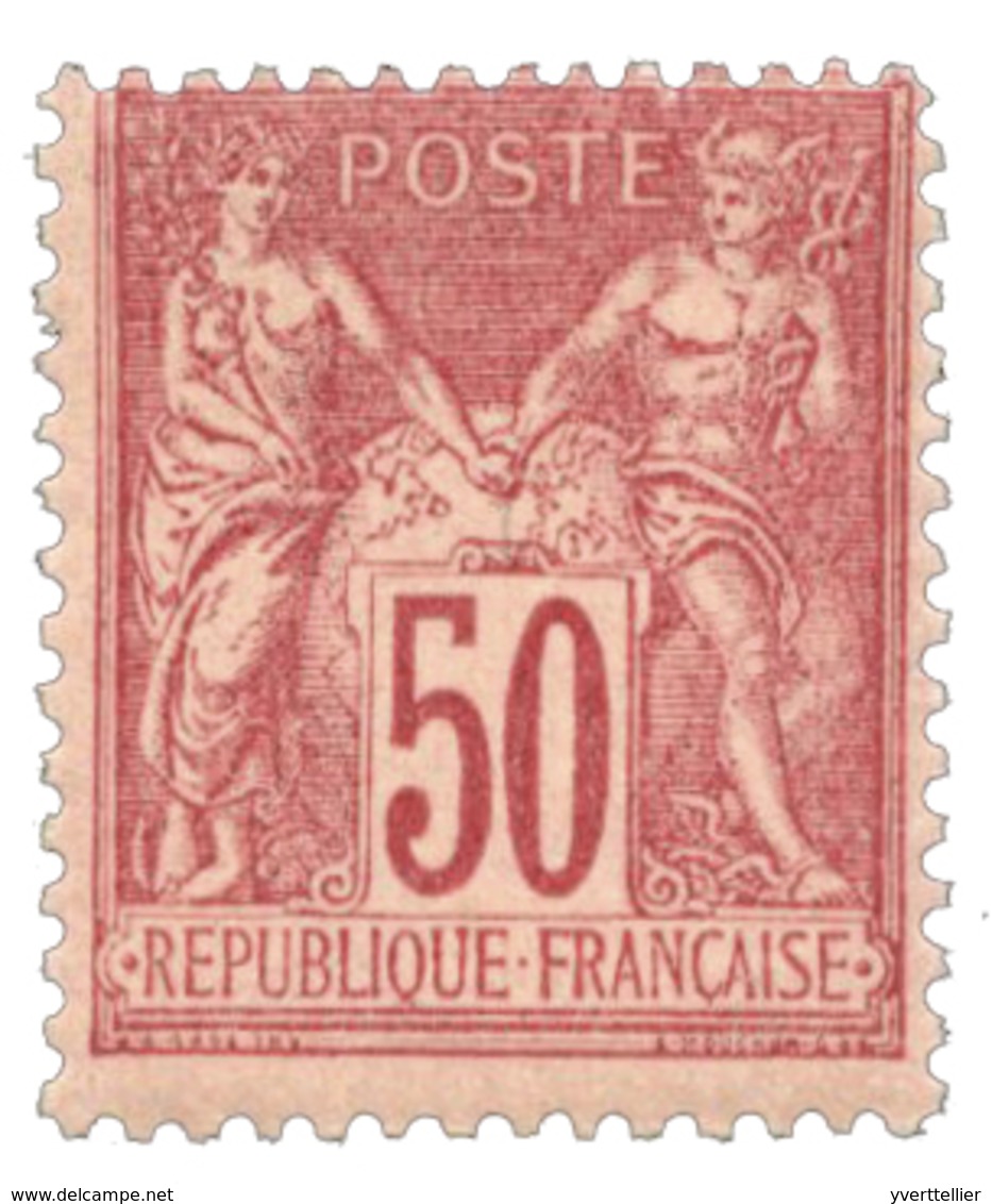 228 N°98* 50 C. Rose Type II - Other & Unclassified