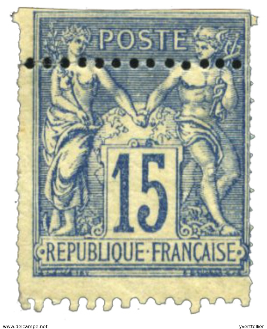 233 N°101** 15 C. Bleu Type. Variété De Piquage. Légère Rousseur, Ensemble Fragilisé. - Other & Unclassified