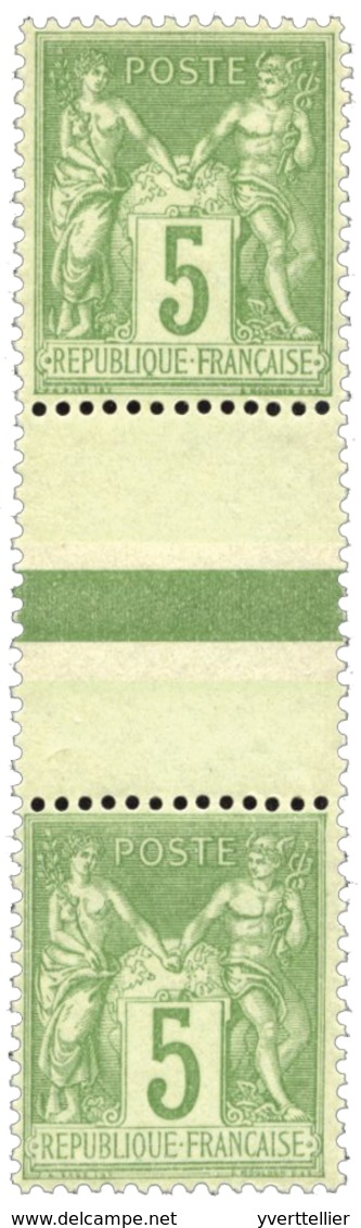 238 N°106a** 5 C. Vert-jaune Type II Tenant à Type I - Autres & Non Classés