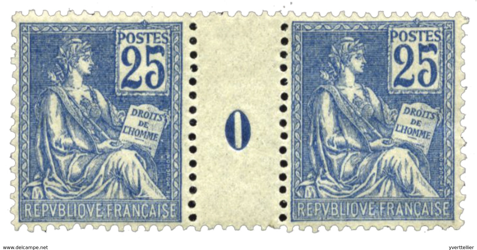 306 N°114* 25 C. Bleu En Paire Millésimée 1900 - Other & Unclassified