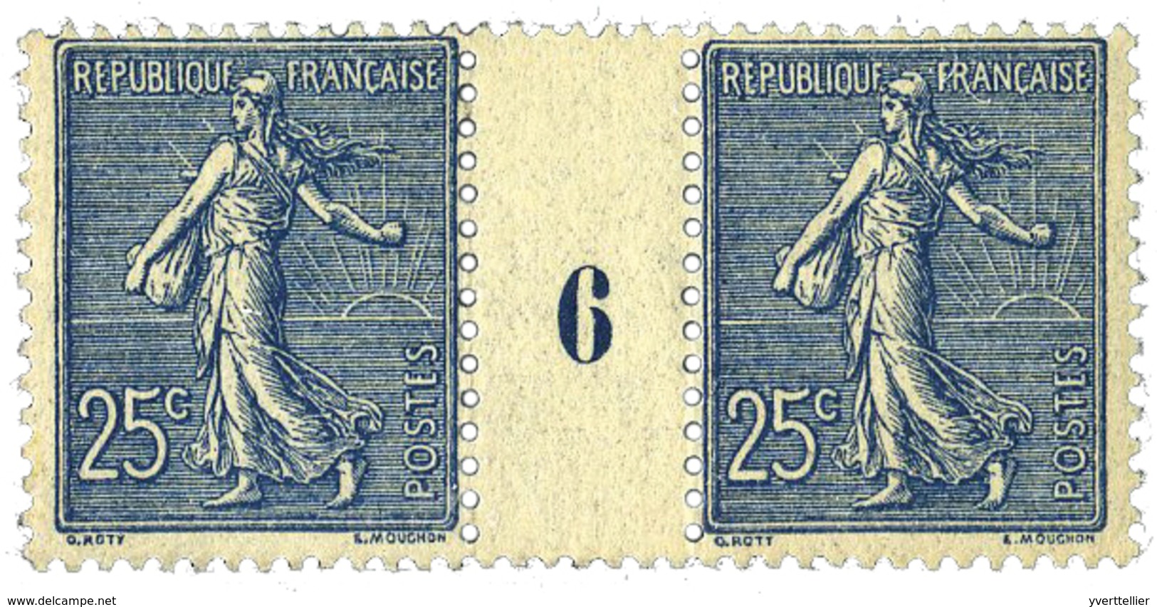 320 N°132** 25 C. Bleu En Paire Millésimée 1906 - Other & Unclassified