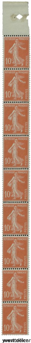 326 N°138** 10 C. Rouge. Roulette De 9 Timbres. Rare. - Autres & Non Classés