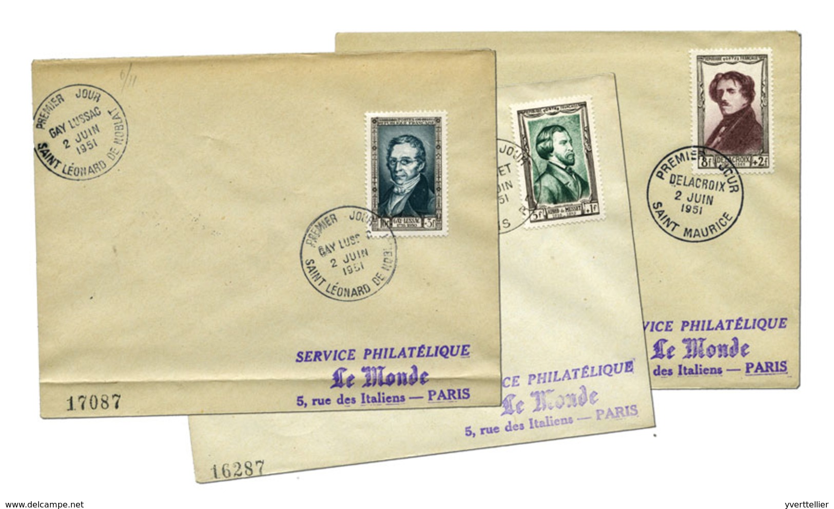 420 N°891/896 Obl. La Série Napoléon Obl. 1er Jour Sur Enveloppes Neutres. Edition Du "monde" - Autres & Non Classés