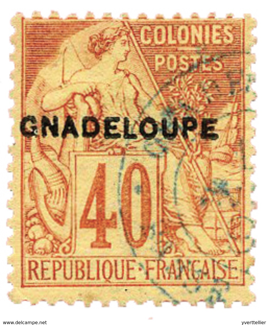 842 Guadeloupe N°24A Obl. "GNADELOUPE" Signé Scheller - Sonstige & Ohne Zuordnung