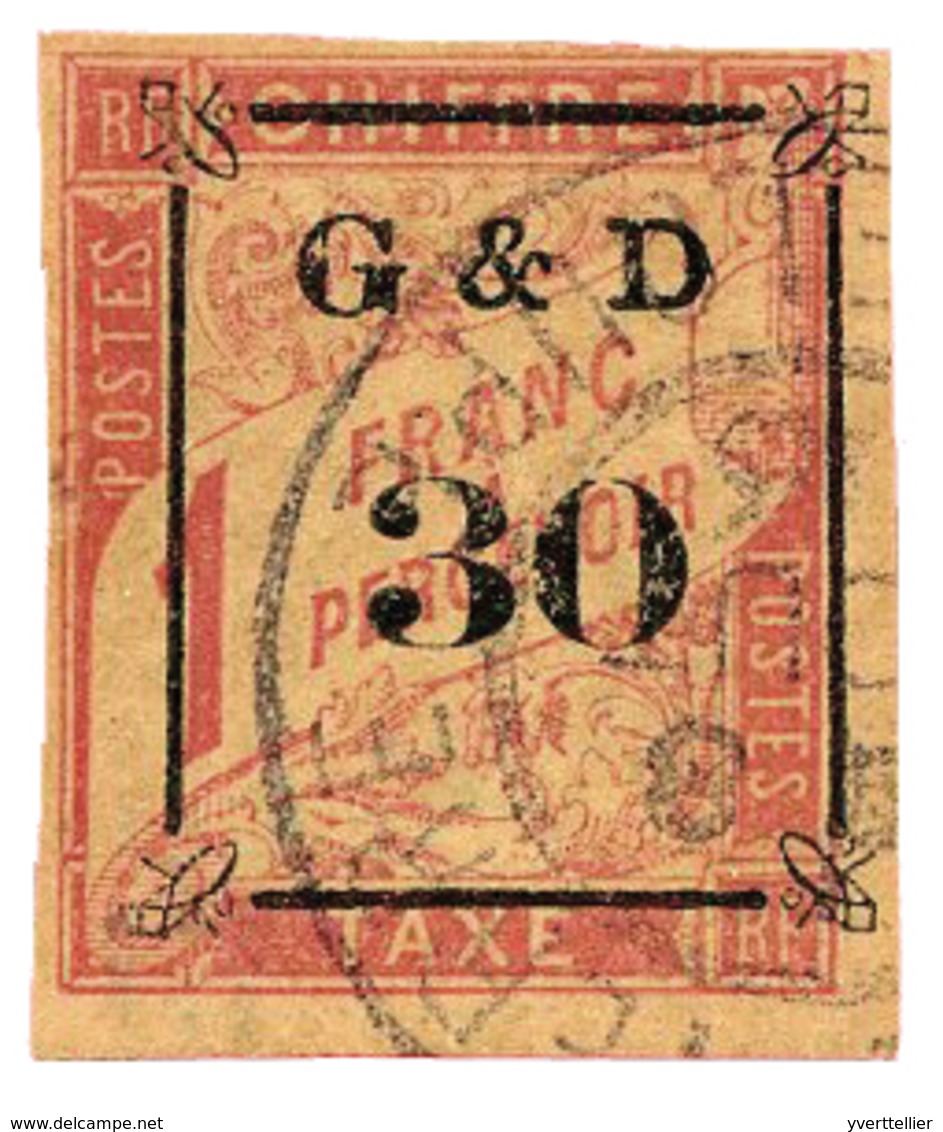 846 Guadeloupe Taxe N°14 Obl.  30 S. 1 F. Rose S. Paille - Autres & Non Classés