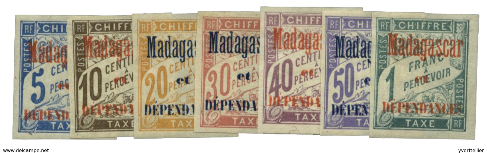 889 Madagascar Taxe N°1/7* (5/7 Signés) - Other & Unclassified