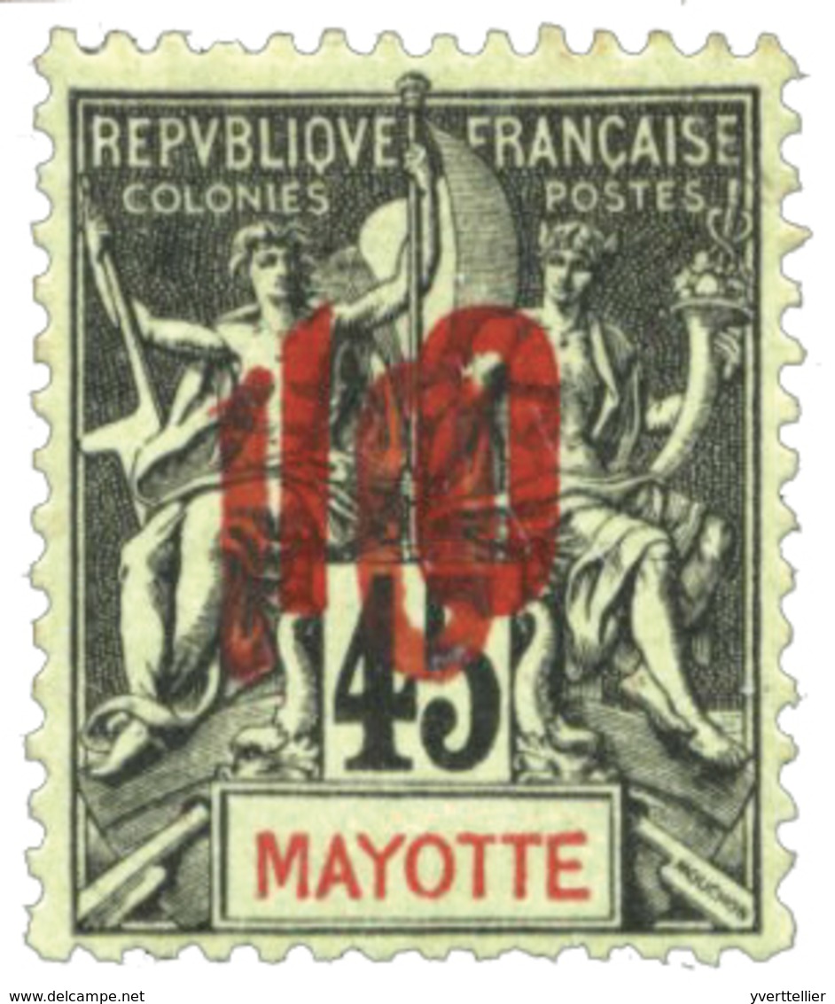 912 Mayotte N°28a* Double Surcharge. Rare - Autres & Non Classés