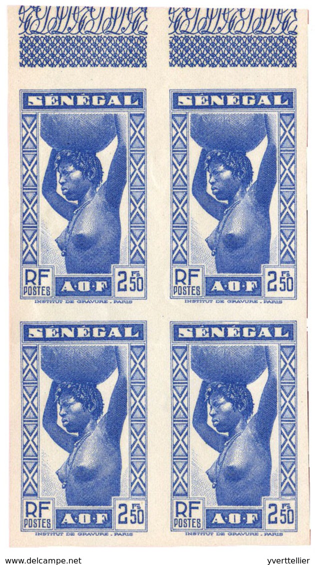 983 Sénégal N°169(*) Essai Non Gommé En Bleu Du 2,5 Fr. En Bloc De 4. - Other & Unclassified