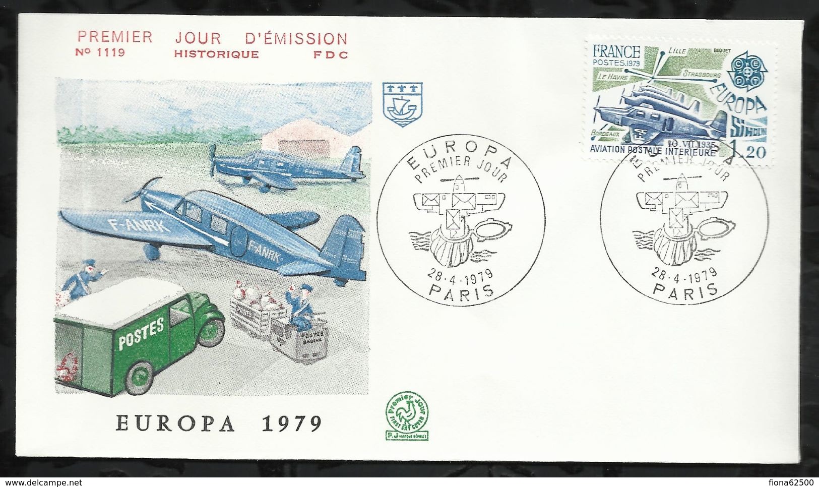 EUROPA 79 . AVIATION POSTALE INTERIEURE . 28 AVRIL  1979 . PARIS . - 1970-1979