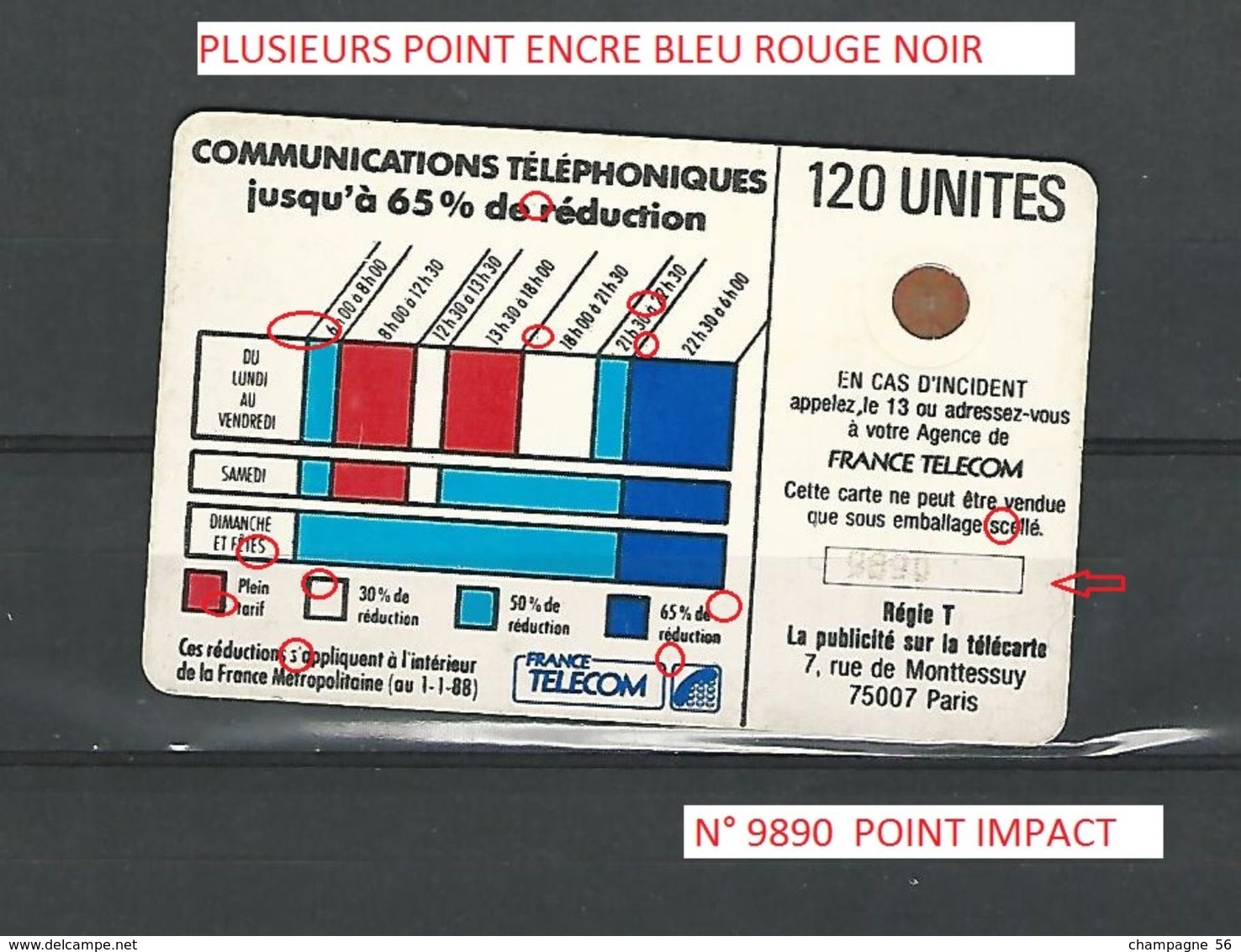 FRANCE RARE VARIÉTÉS TÉLÉCARTE CORDON BLEU  120  UNITÉ UTILISÉE N° 9890 A VOIR - Variétés