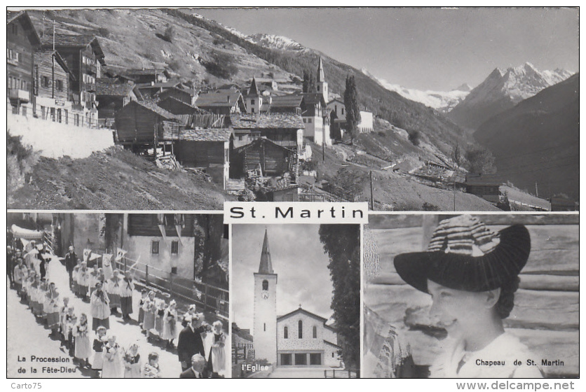 Suisse - Saint-Martin - Valais - Costumes Procession Religieuse - Saint-Martin