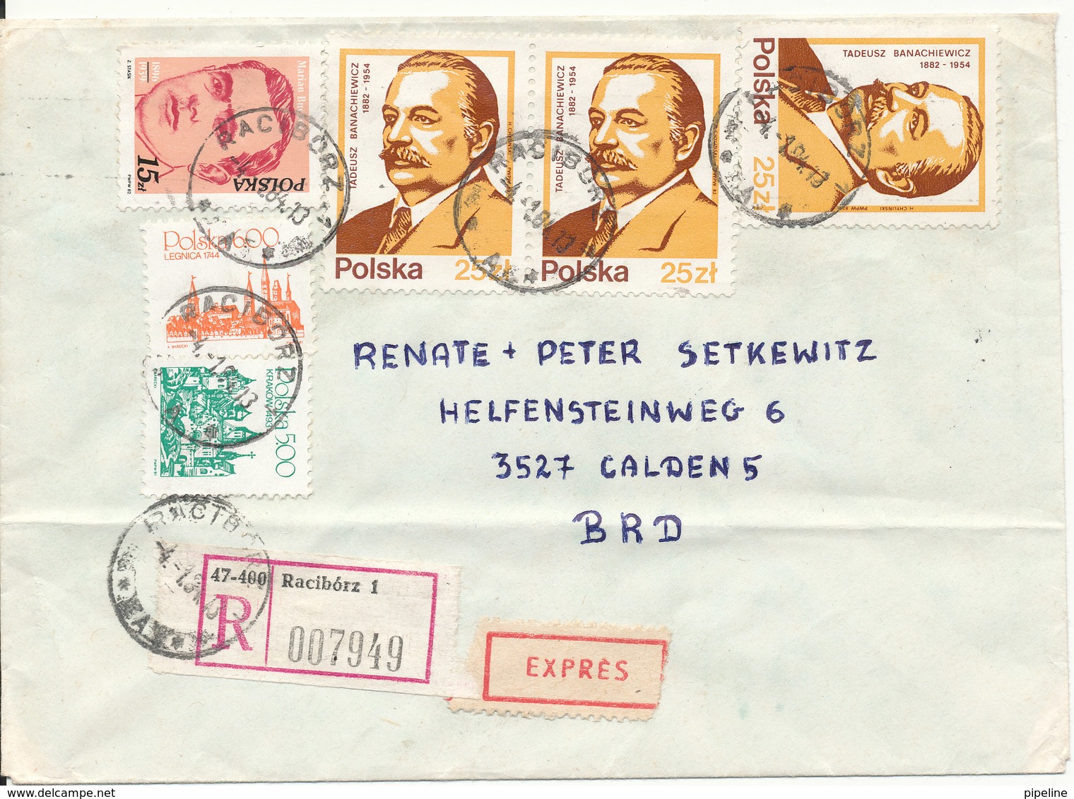 Poland Registered Cover Sent To Germany 4-1-1984 Topic Stamps (the Cover Is Bended) Flap On Backside Of The Co Ver Is Mi - Covers & Documents