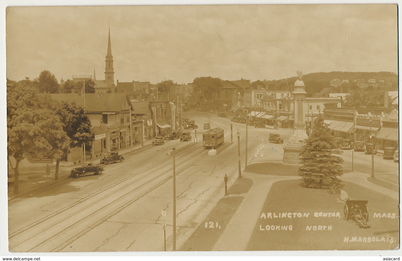 Real Photo Arlington Center Looking North H. Marsolais Number 121  Tram - Autres & Non Classés