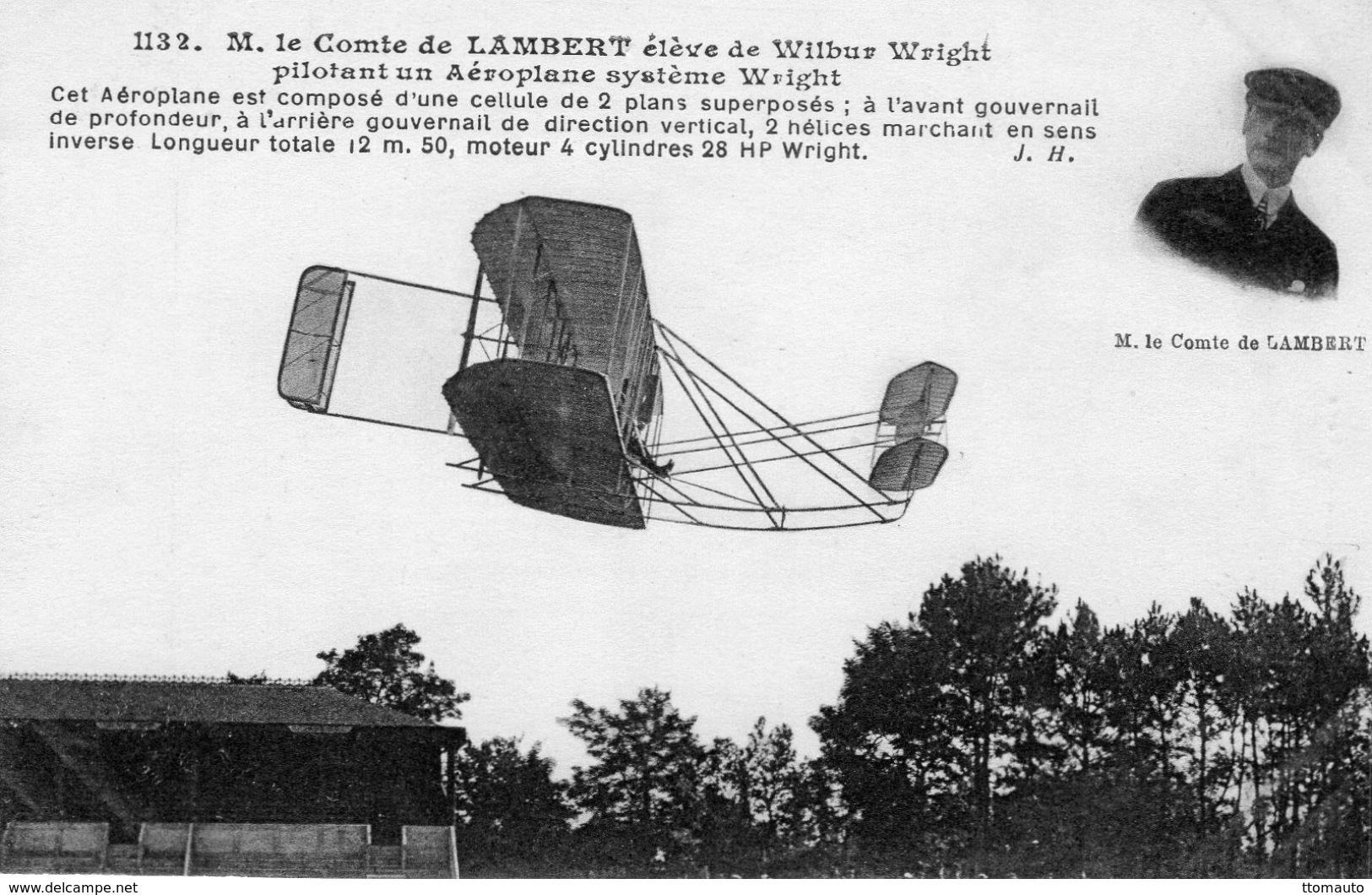 M.le Comte De Lambert ,élève De Wilbur Wright, Pilotant Un Aéroplane Système Wright  -  CPA - ....-1914: Vorläufer