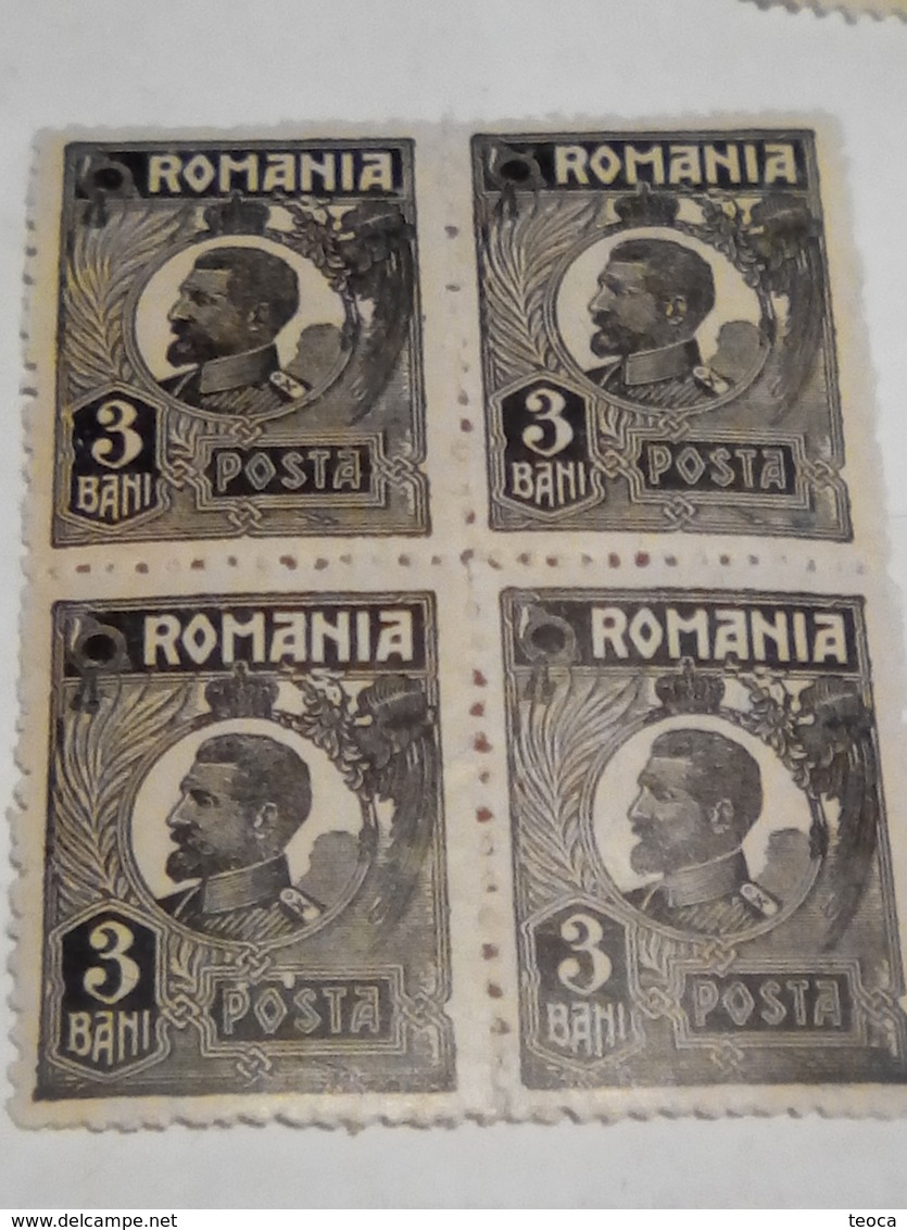 Errors Romania 1922 King Ferdinand 3 Bani Black, Bf X4, With 2 Circle White  , With Gumm Unused - Errors, Freaks & Oddities (EFO)