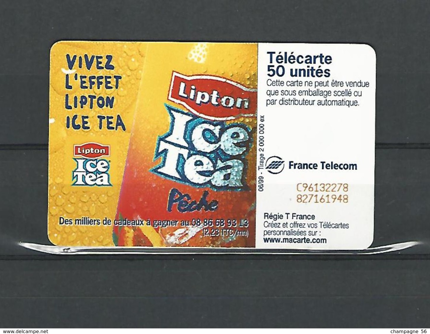 FRANCE LIP TONIC  06 / 99 F985A PUCE  SC7  50 UNITÉ  UTILISÉE - Alimentation