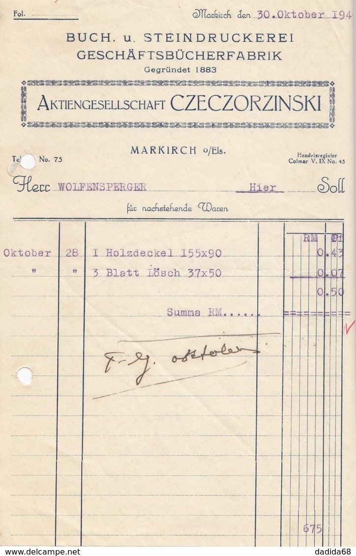 SAINTE-MARIE-AUX-MINES (MARKIRCH) - CZECZORZINSKI - IMPRIMERIE (1940) - 1900 – 1949