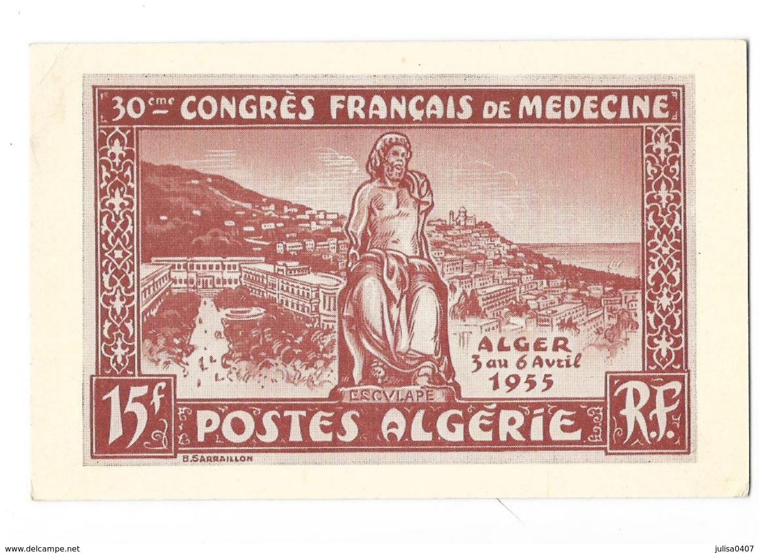 ALGER (Algérie) Carte Illustrée 30ème Congrès Français De Medecine 1955 - Algiers