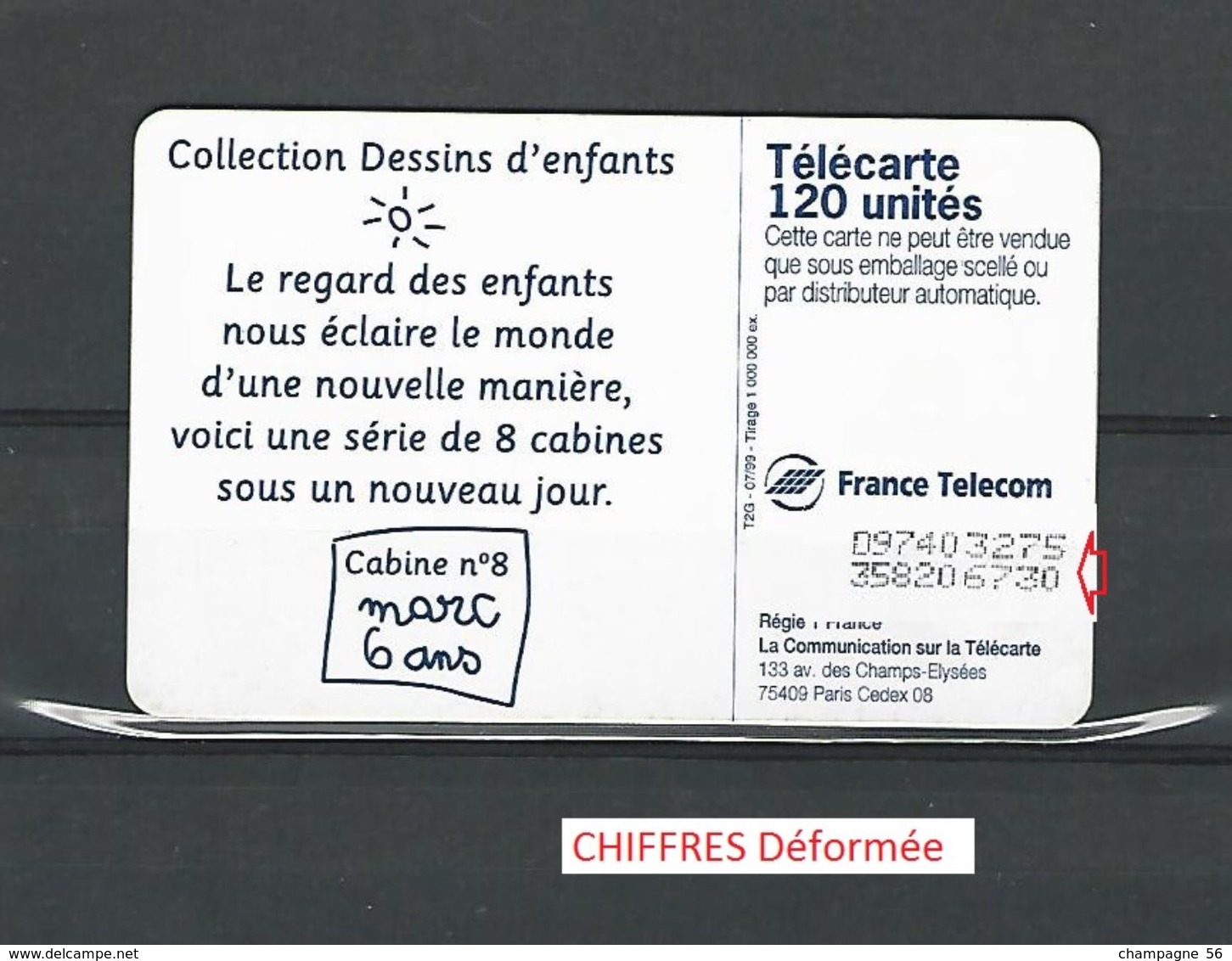 VARIÉTÉS FRANCE TÉLÉCARTE 1999  F993  970 OB2 CABINE MARC 120  UNITÉ UTILISÉE - Variétés