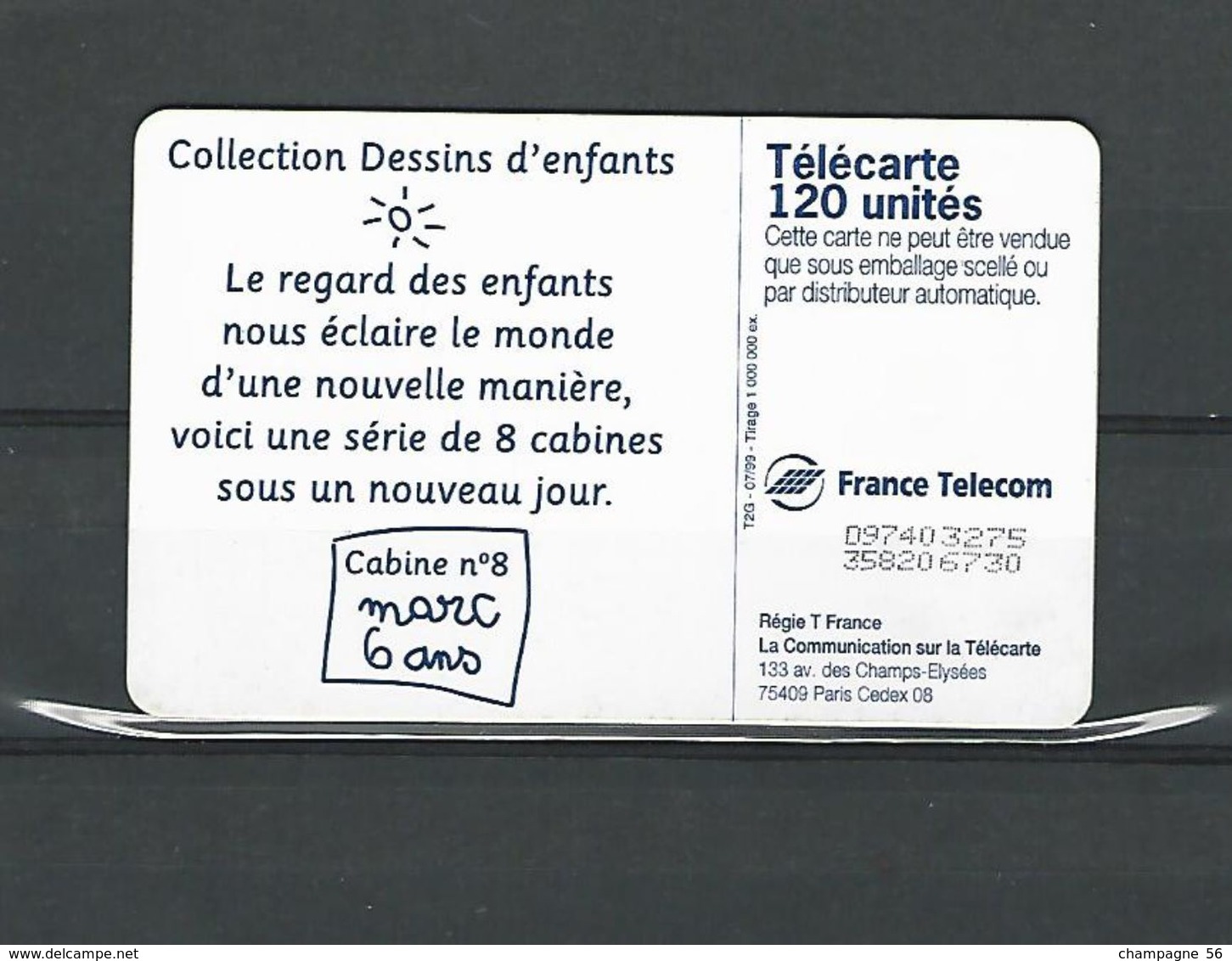 VARIÉTÉS FRANCE TÉLÉCARTE 1999  F993  970 OB2 CABINE MARC 120  UNITÉ UTILISÉE - Variétés