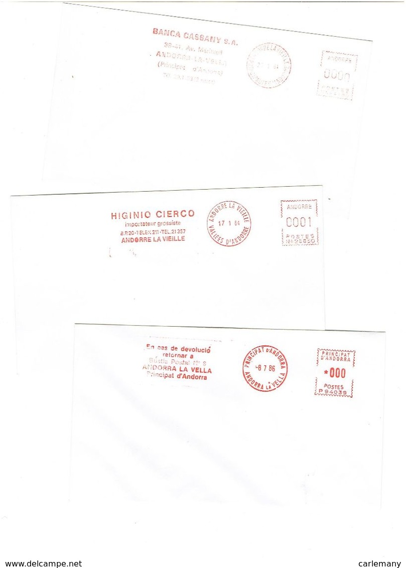 3 ENVELOPES SOBRES MAQUINA MACHINE  1984-86 RARES - Frankeermachines (EMA)