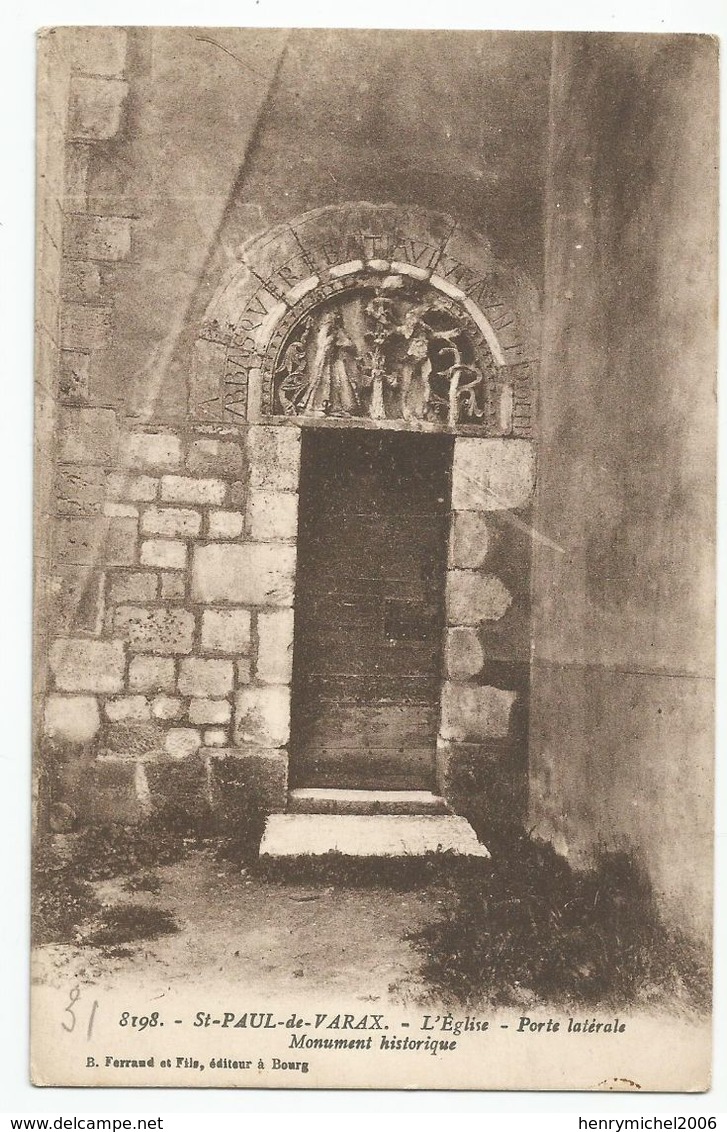 01 Ain - St Paul De Varax L'église Porte Latérale Monument Historique Ed Ferraud A Bourg - Non Classés