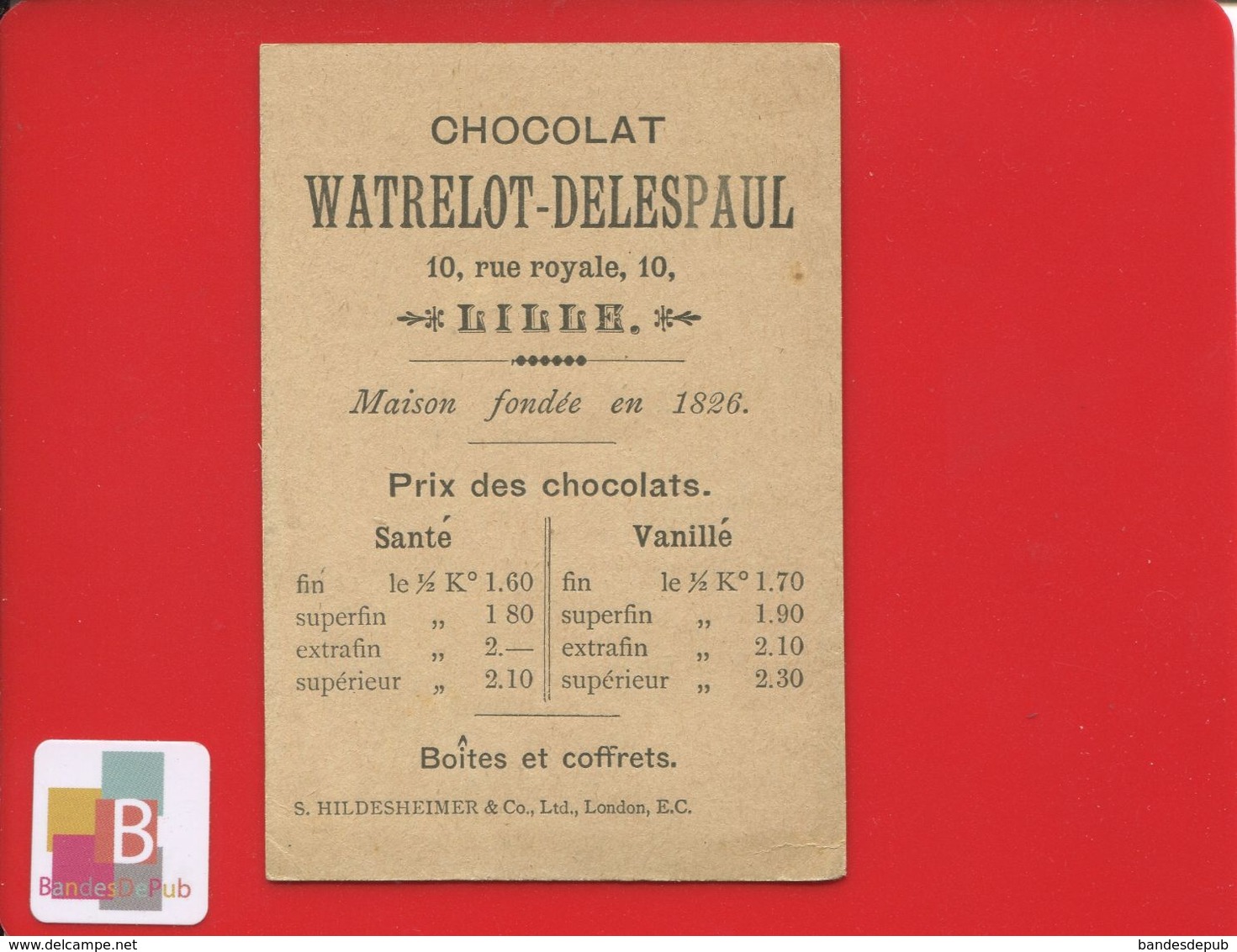 LILLE CHOCOLAT WATRELOT DELESPAUL  Chromo Hildesheimer London  Cirque Danseuse Tutu - Sonstige & Ohne Zuordnung