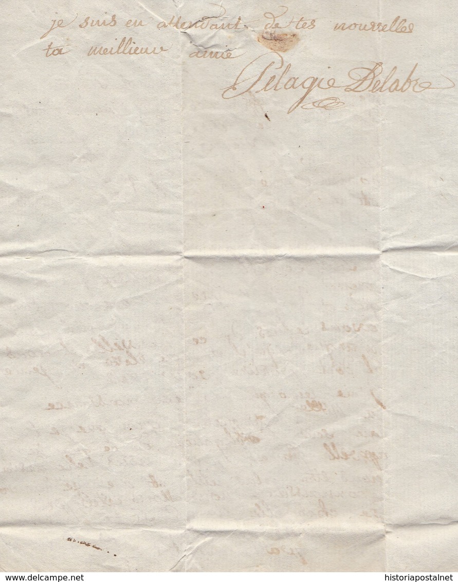 1794 Ca. LILLE A FRANCIA. FRANCE. CARTA COMPLETA CON TEXTO. MARCA "2º DIV/ARMÉE DU NORD" EN ROJO. - Sellos De La Armada (antes De 1900)