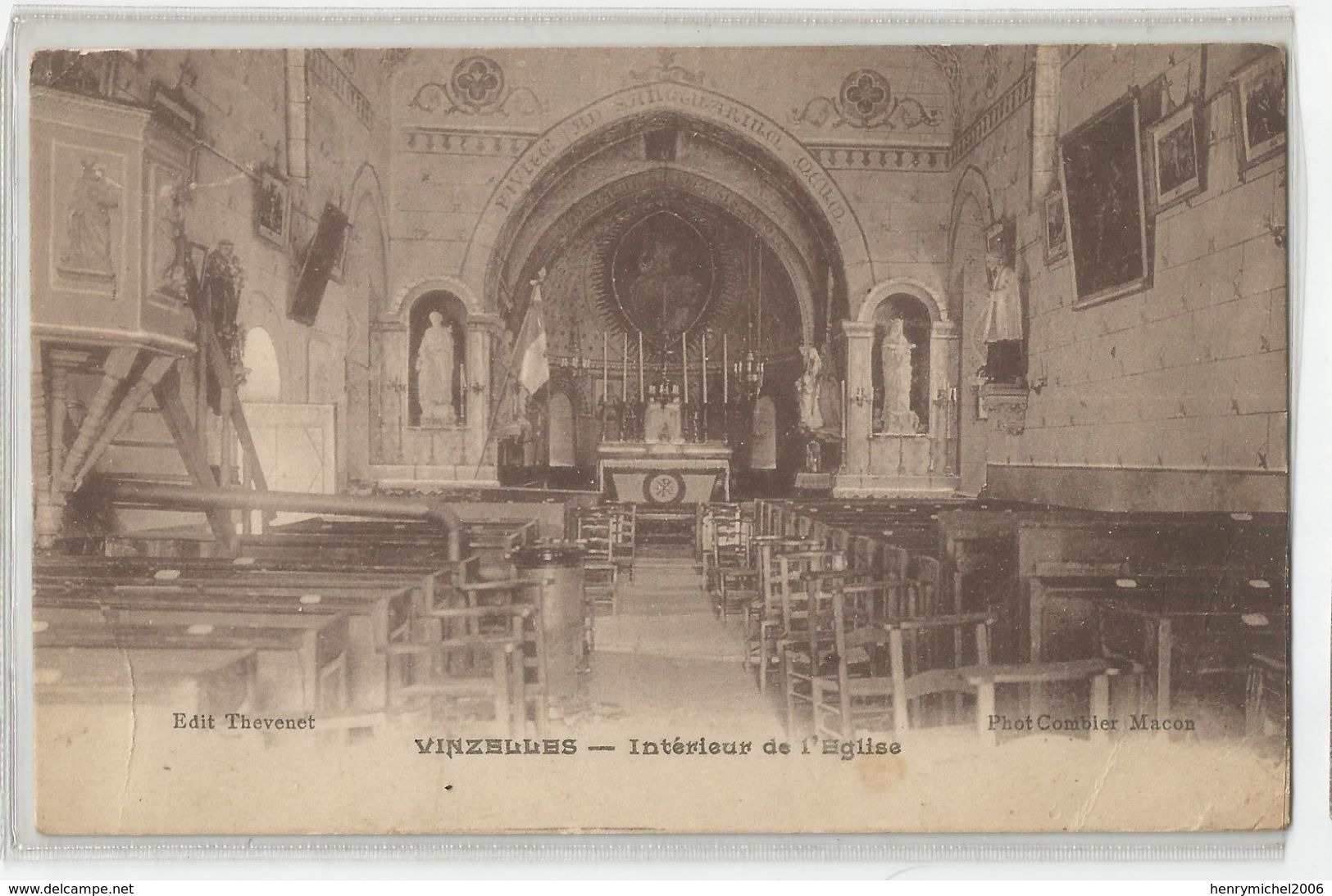 Cpa Vinzelles Intérieur De L'église Ed Thevenet En 71 Saone Et Loire Ou 63 Puy De Dome - Te Identificeren