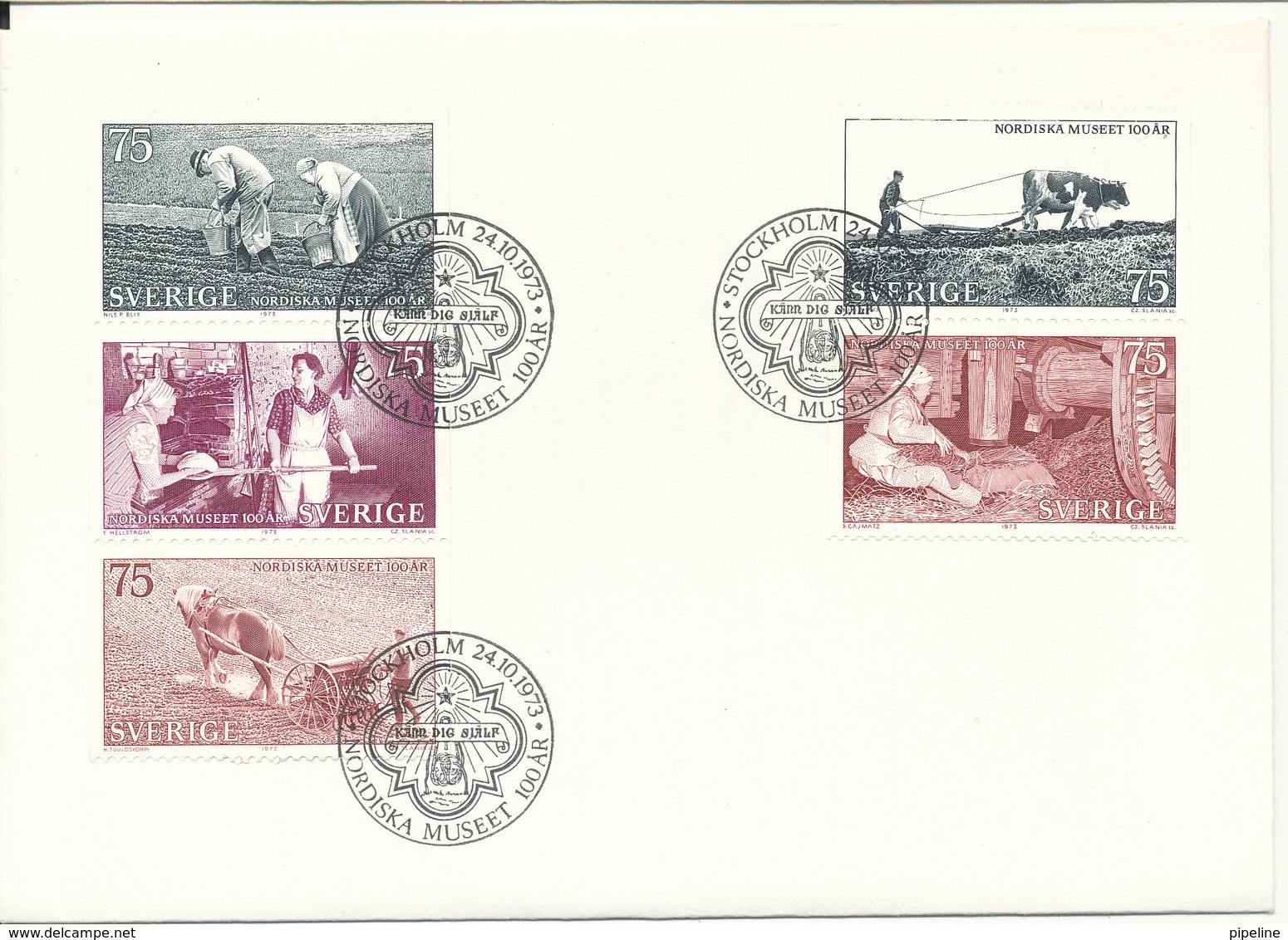 Sweden FDC 24-10-1973 Centenary Of The Nordic Museum Complete Set Of 5 - FDC