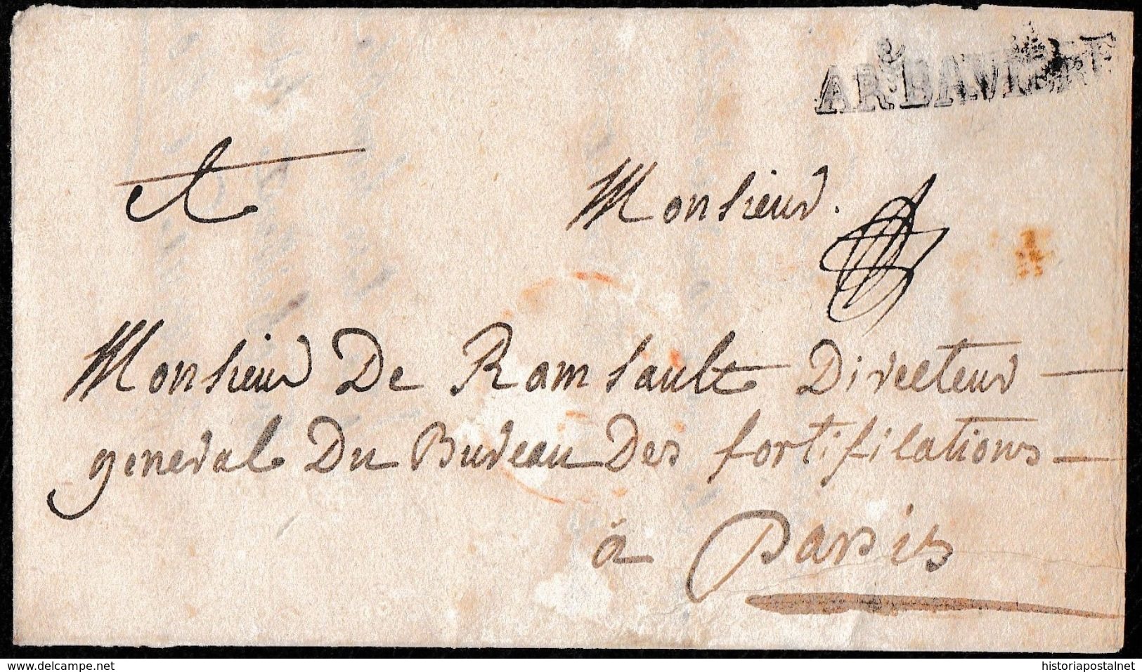 1741. GUERRA DE SUCESIÓN DE AUSTRIA. ENVUELTA CIRCULADA A PARIS. MARCA "AR. BAVIERE". MUY RARA. - Sellos De La Armada (antes De 1900)