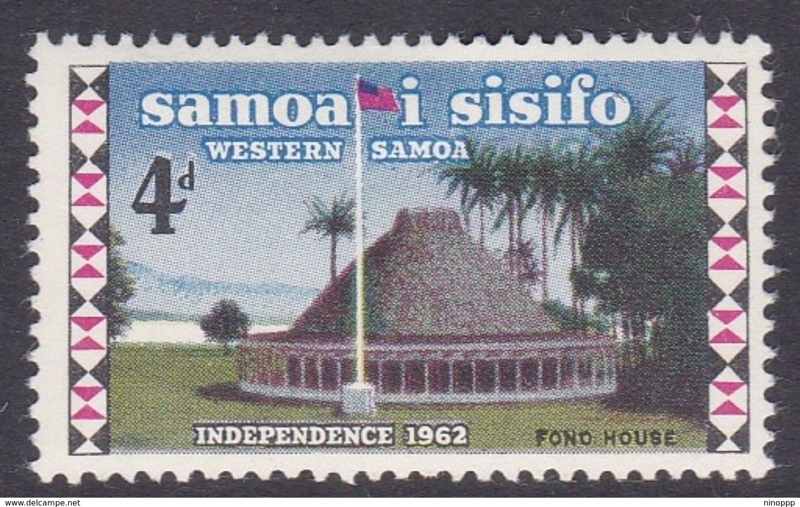 Samoa SG 259 1965 Independence Kawa Bowl Watermark, Four Pence, Mint Hinged - Samoa