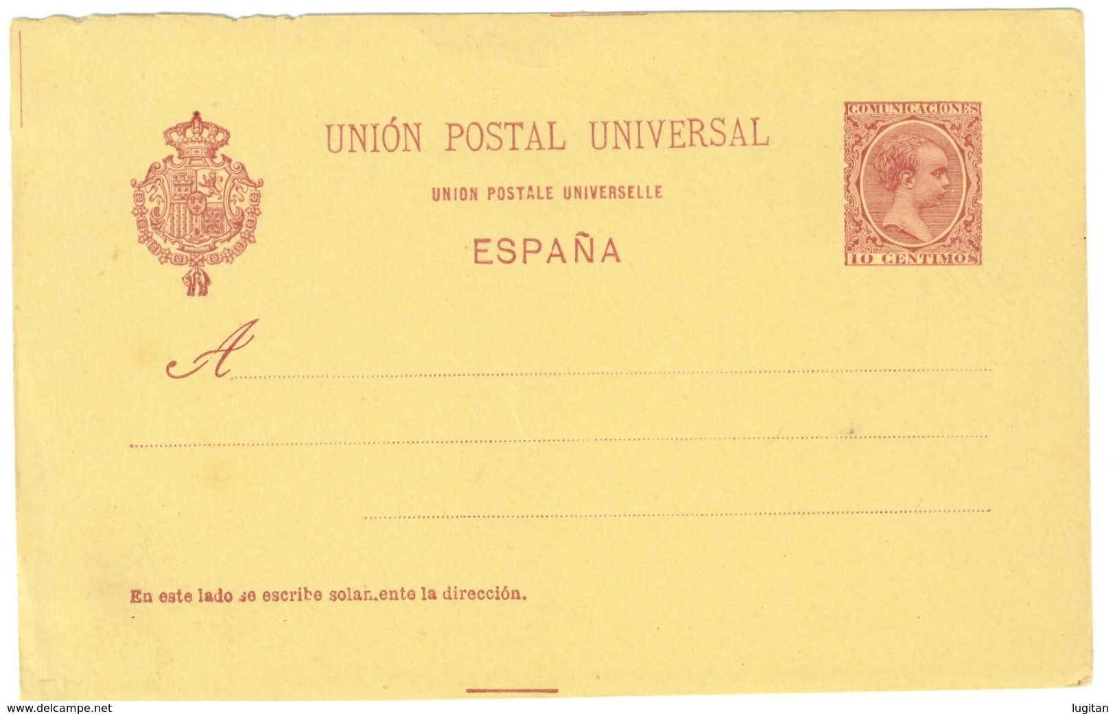 SPAGNA - INTERO POSTALE  - UPU U.P.U. ANNO 1890/93 - NON VIAGGIATO - 10 CENTIMOS - 1850-1931