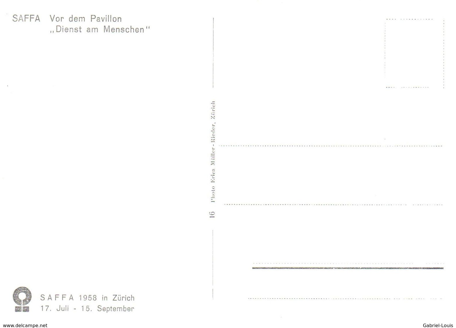 Zürich - SAFFA Vor Dem Pavillon Dienst Am Menschen (carte Grand Format 10X15 Cm) - Zürich