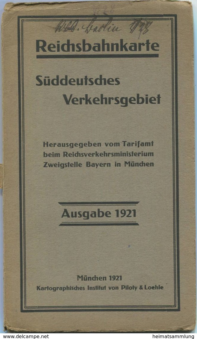 Deutschland - Reichsbahnkarte Süddeutsches Verkehrsgebiet Ausgabe 1921 Mit Stations-Verzeichnis 63cm X 85cm - Sonstige & Ohne Zuordnung