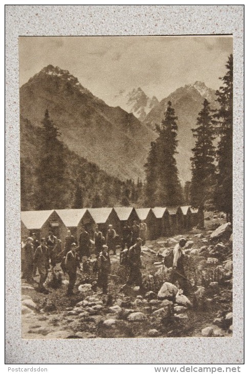 Kyrgyzstan. Tian Shan Mountains. "Ala-Archa" Alpinist High Camp - Old USSR Postcard 1956 - Mountaineering - Kirghizistan