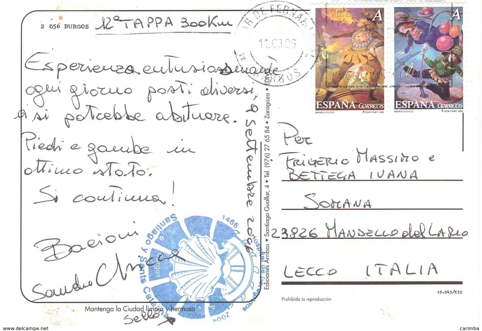 CART. X ITALIA BURGOS - Storia Postale