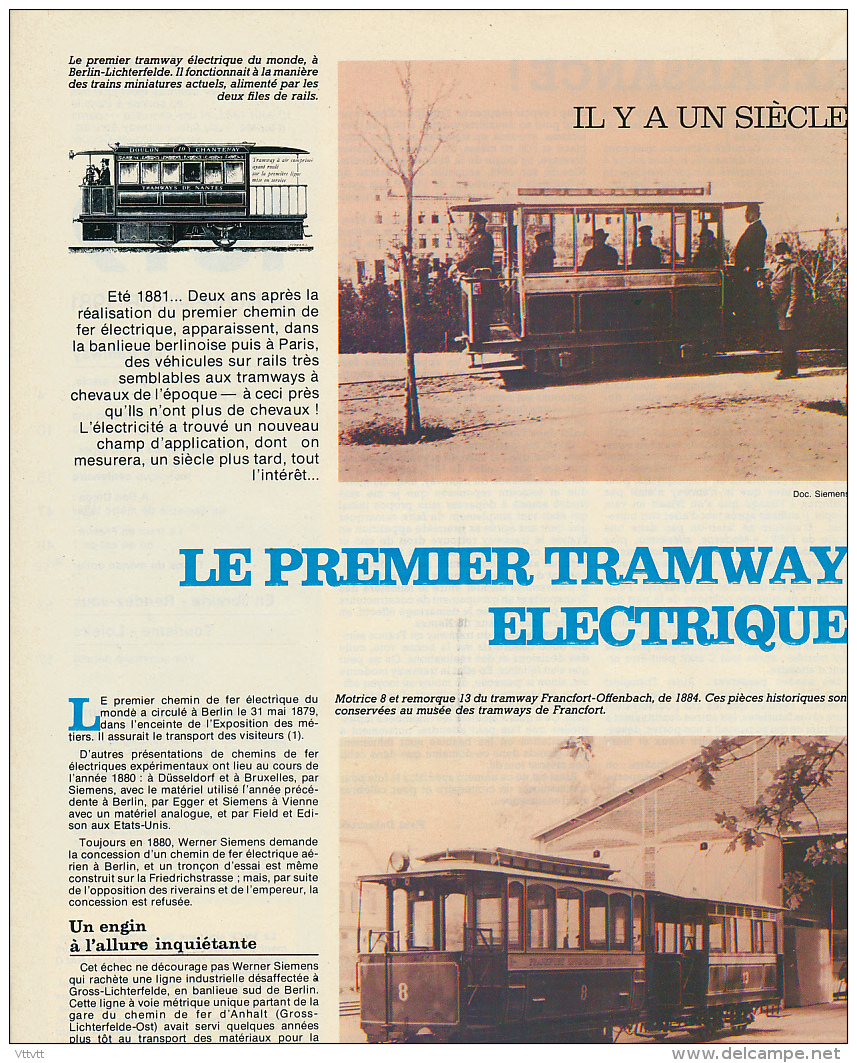 1981 : Document, LE PREMIER TRAMWAY ELECTRIQUE, Berlin-Lichterfelde, Francfort-Offenbach, Vevey-Montreux, Siemens... - Unclassified