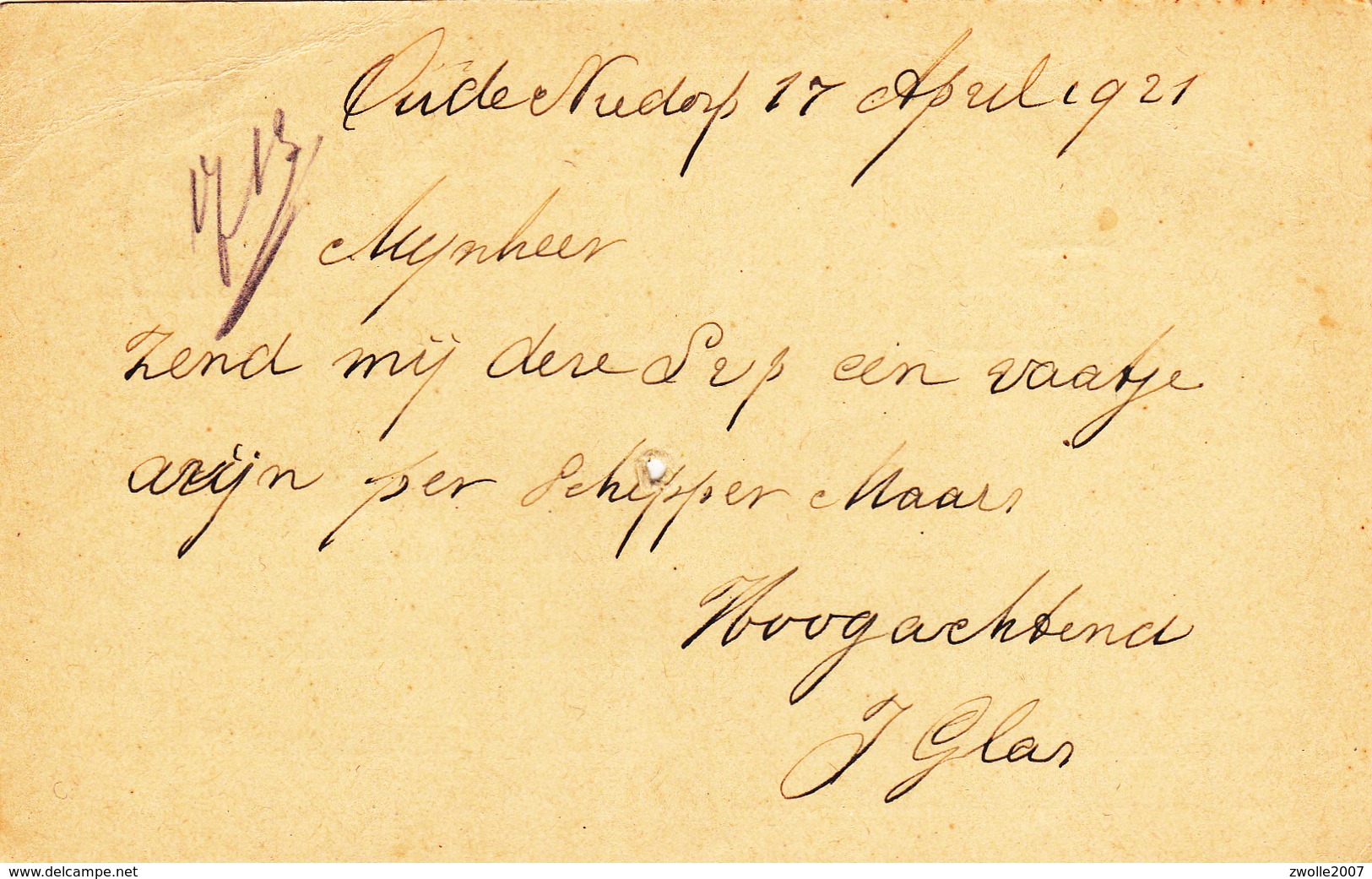 Postcard Netherlands 1922 Cancel Oudkarspel To Haarlem C75 - Brieven En Documenten