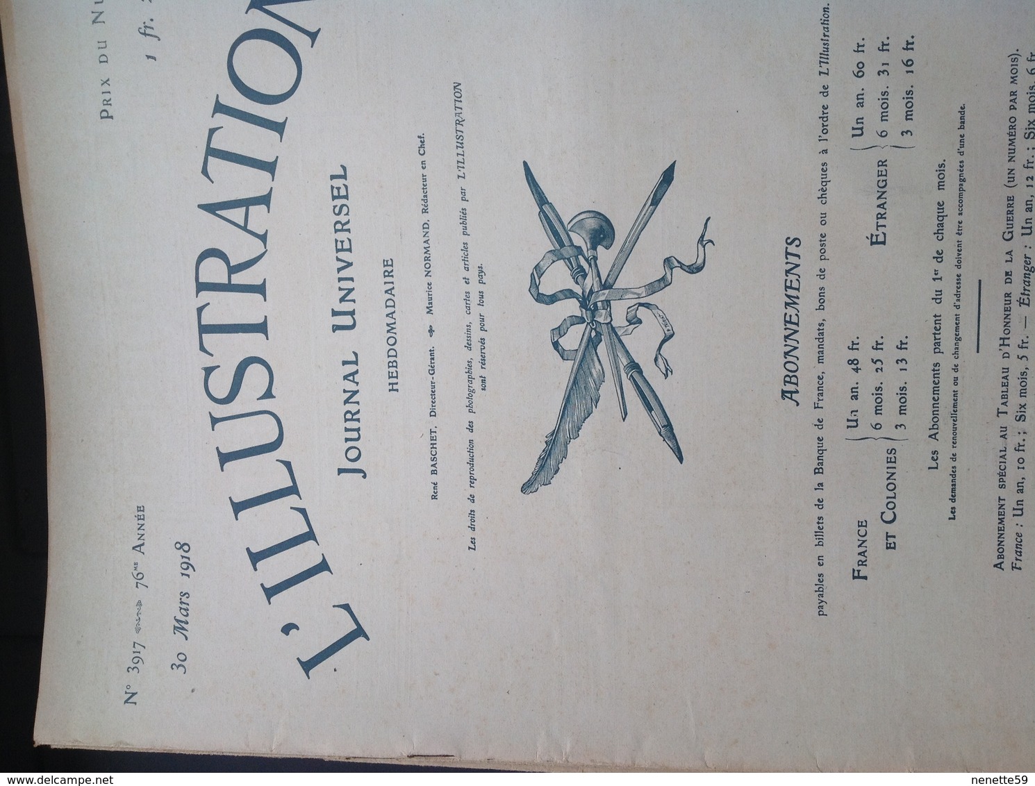 L'ILLUSTRATION N° 3917 Du 30 MARS 1918 - L'Illustration