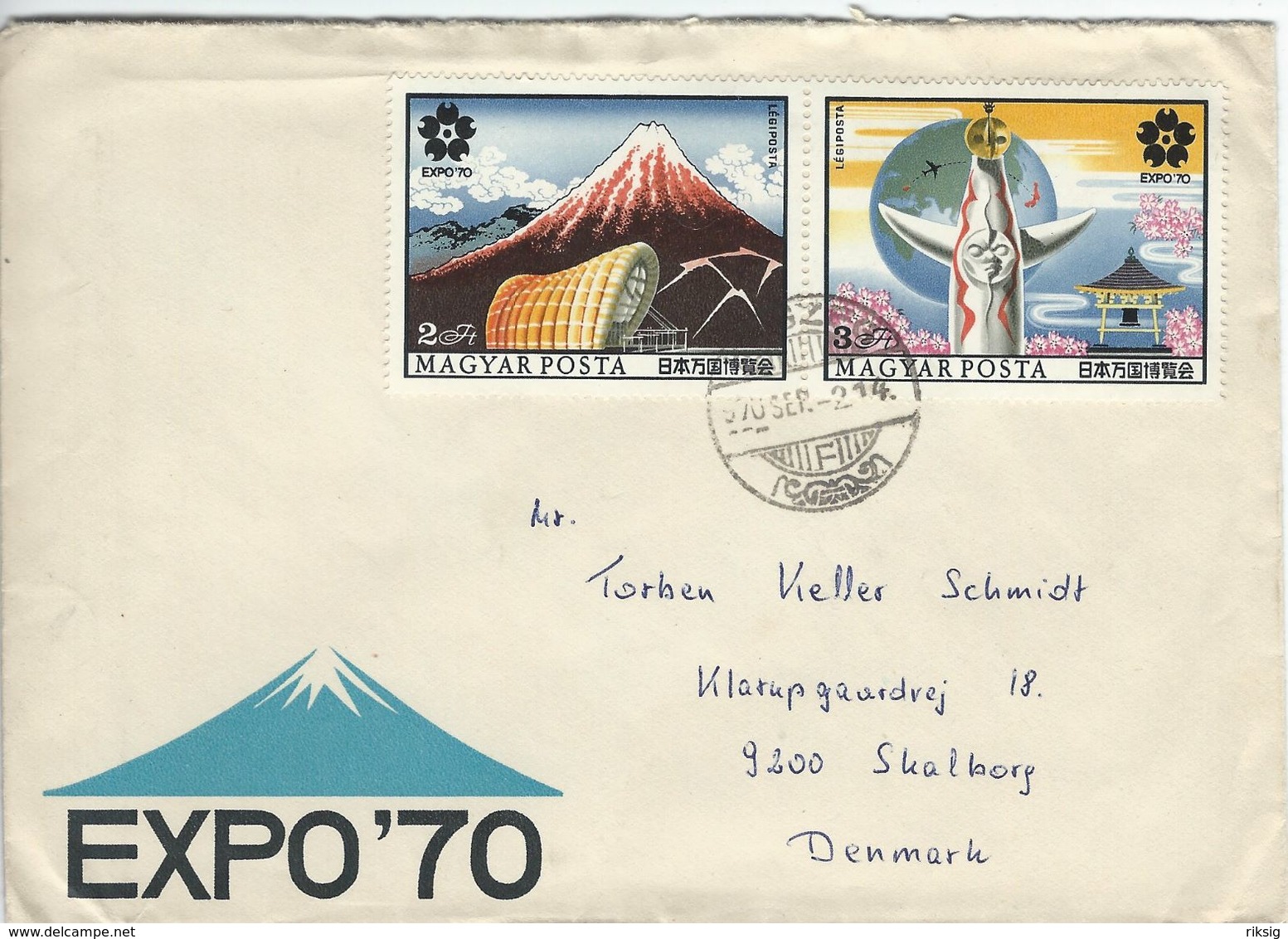 EXPO`70. Hungary - Cover Sent To Denmark.  # 655 # - 1970 – Osaka (Japan)