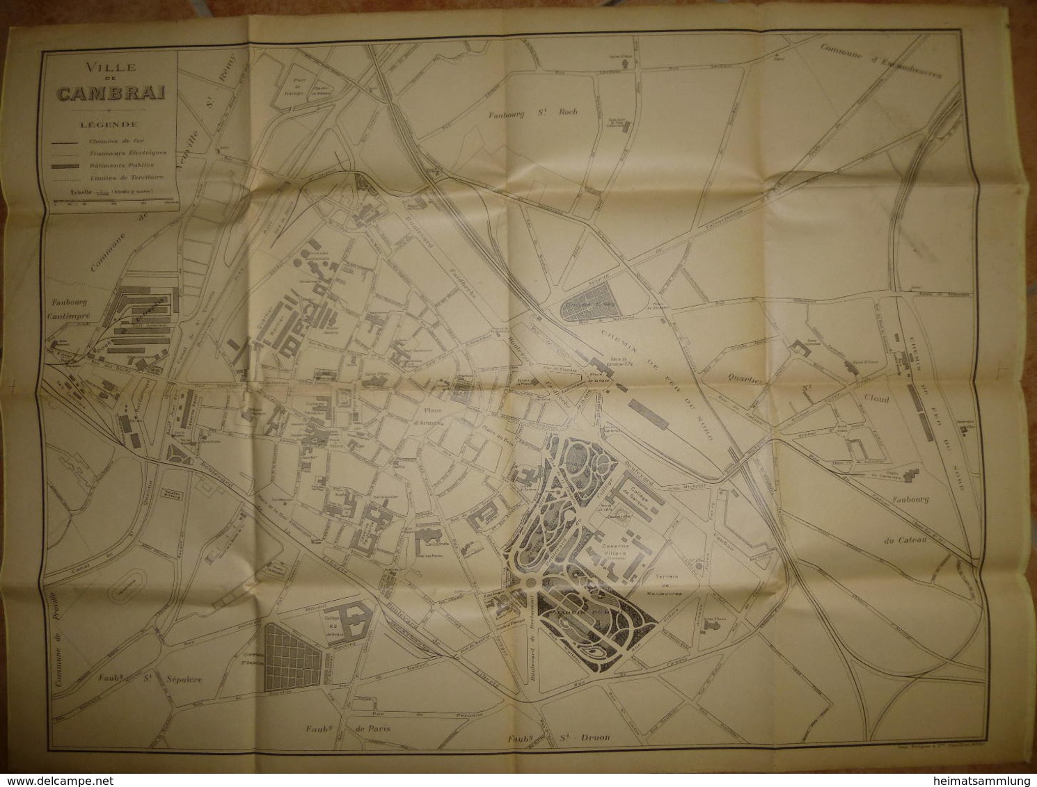 Ville De Cambrai - Stadtplan Ca. 1920 - 50cm X 66cm - Sonstige & Ohne Zuordnung