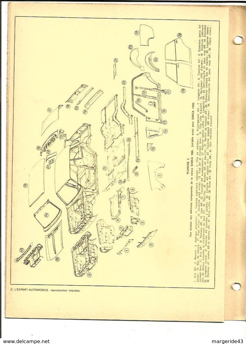 FICHE TECHNIQUE VOITURE SIMCA 1500 - Voitures