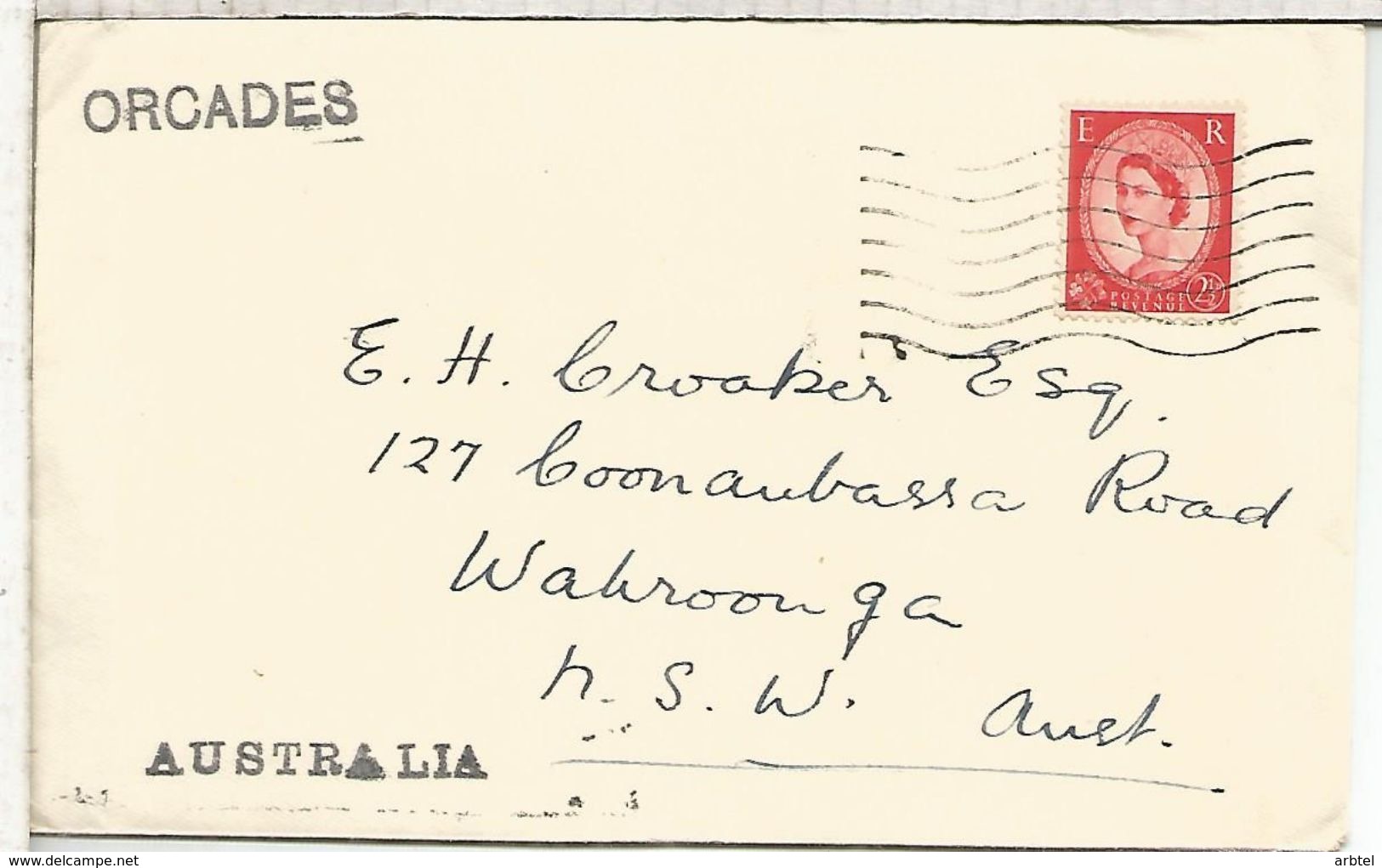 AUSTRALIA PAQUEBOT ORCADES FRANQUEO REINO UNIDO - Cartas & Documentos