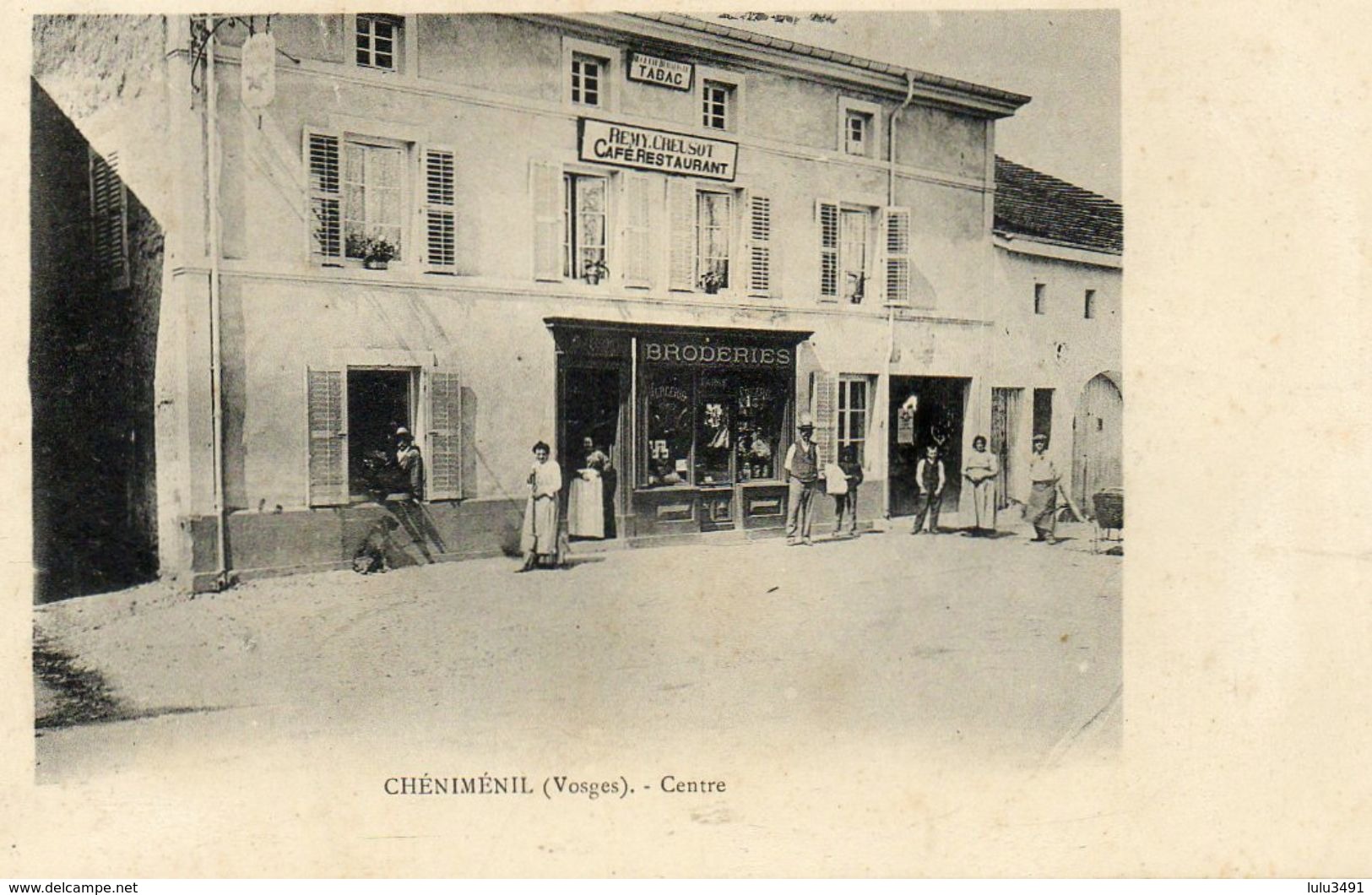CPA - CHENIMENIL (88) - Aspect Du Quartier Du Café-Tabac-Broderies Au Début Du Siècle - Autres & Non Classés