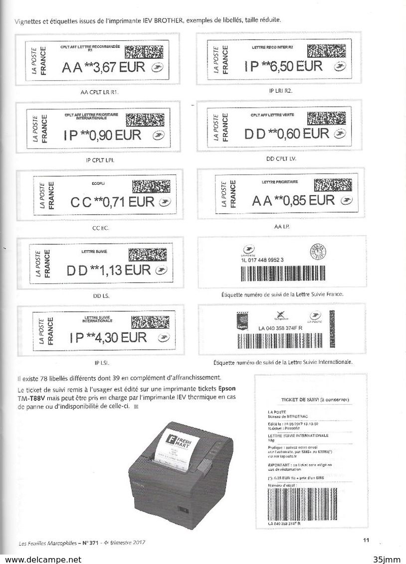 Lot De 9 Lettres Et 4 Fragments Vignette Thermique IEV Brother TD 4100N Plus Article - 2010-... Vignettes Illustrées