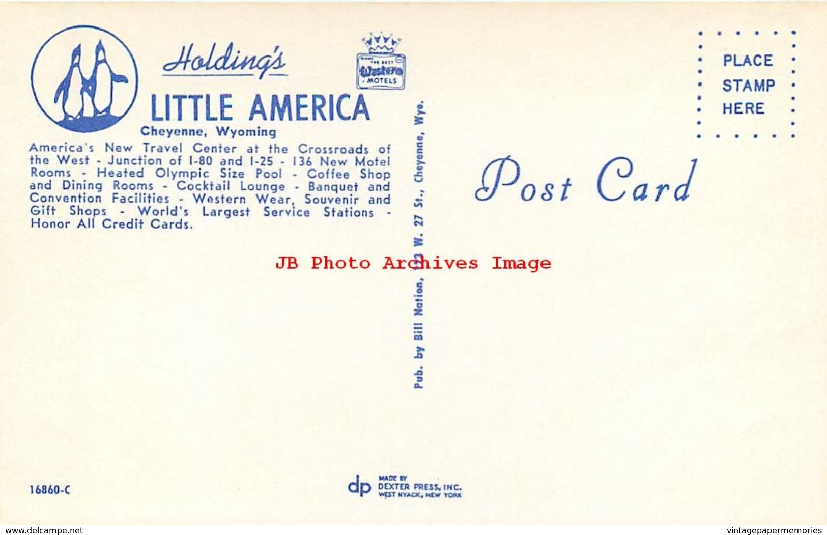 278927-Wyoming, Cheyenne, Holding's Little America, Motel, Swimming Pool, Bill Nation By Dexter Press No 16860-C - Cheyenne