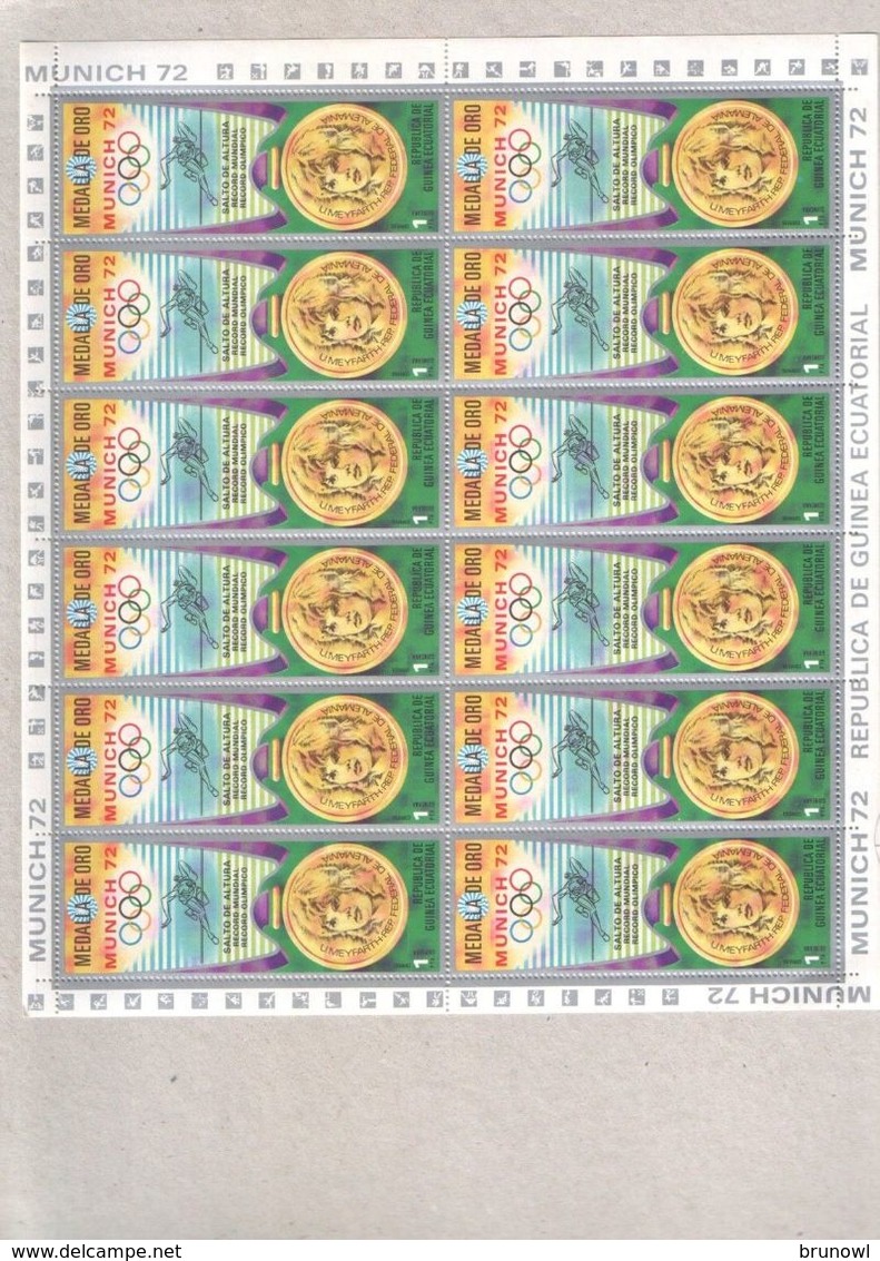 Equatorial Guinea Ecuatorial 1972 Seven Full Sheets Of Olympics Medalists Stamps MNH - Equatorial Guinea