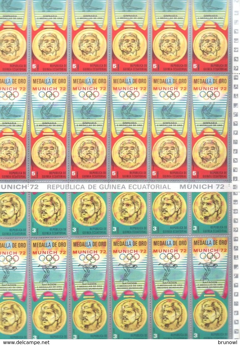 Equatorial Guinea Ecuatorial 1972 Seven Full Sheets Of Olympics Medalists Stamps MNH - Equatorial Guinea