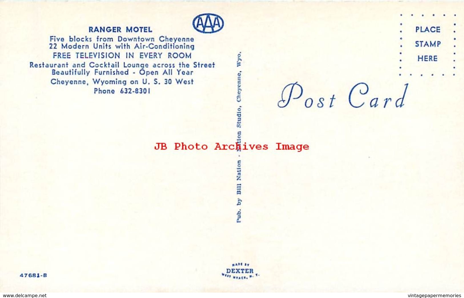 278947-Wyoming, Cheyenne, Ranger Motel, Bill Nation By Dexter Press No 47681-B - Cheyenne